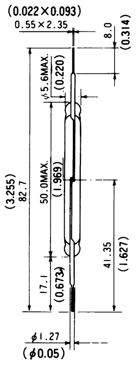 干簧管（磁性開關/磁簧開關）HYR-5008尺寸規(guī)格