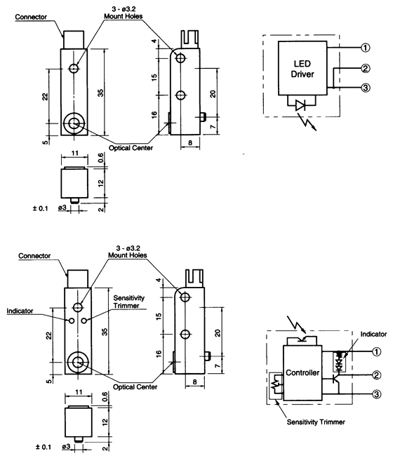 光電傳感器（光學傳感器）OZ-112402尺寸規(guī)格