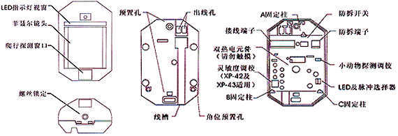 紅外線檢測器（防盜報警器/紅外線報警器）XP-40內(nèi)部結(jié)構(gòu)